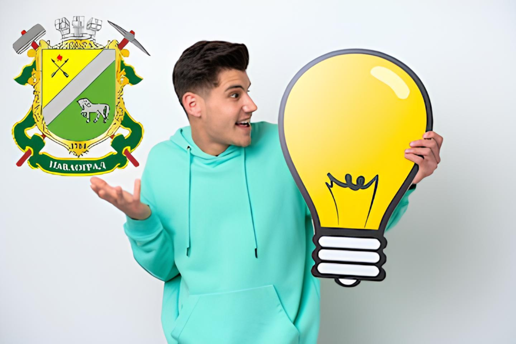young handsome caucasian man isolated white bakcground holding bulb